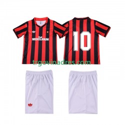 Dječji Domaći Dres AC Milan 10 Retro 1990 1991 s Kratkih Rukava Dječji Domaći Dres AC Milan 10 Retro 1990 1991 s Kratkih Rukava