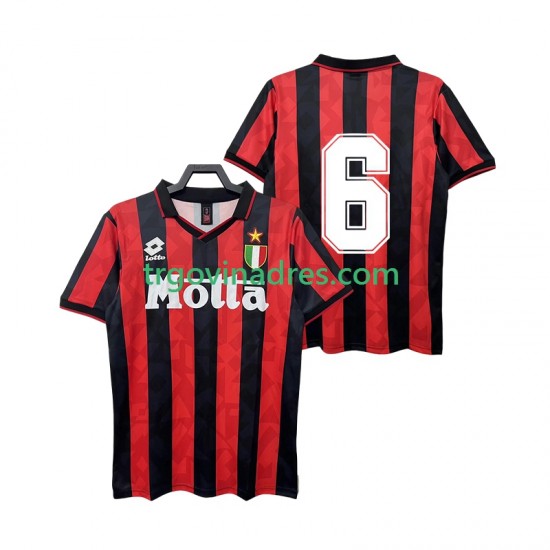 Muški Domaći Dres AC Milan 6 Retro 1993 1994 s Kratkih Rukava Muški Domaći Dres AC Milan 6 Retro 1993 1994 s Kratkih Rukava