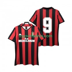 Muški Domaći Dres AC Milan 9 Retro 1988 1989 s Kratkih Rukava Muški Domaći Dres AC Milan 9 Retro 1988 1989 s Kratkih Rukava