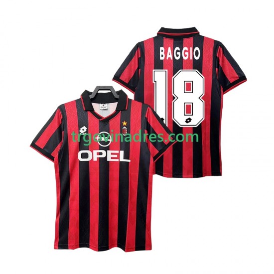 Muški Domaći Dres AC Milan BAGGIO 18 Retro 1995 1996 s Kratkih Rukava Muški Domaći Dres AC Milan BAGGIO 18 Retro 1995 1996 s Kratkih Rukava