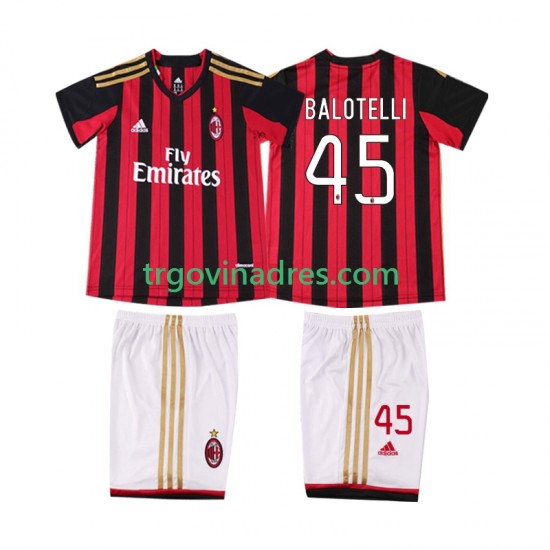 Dječji Domaći Dres AC Milan BALOTELL 45 Retro 2013 2014 s Kratkih Rukava Dječji Domaći Dres AC Milan BALOTELL 45 Retro 2013 2014 s Kratkih Rukava