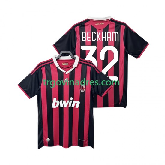 Muški Domaći Dres AC Milan BECKHAM 32 Retro 2009 2010 s Kratkih Rukava Muški Domaći Dres AC Milan BECKHAM 32 Retro 2009 2010 s Kratkih Rukava