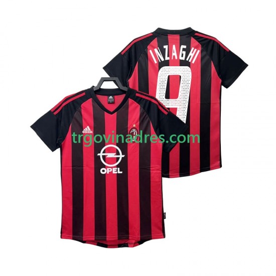 Muški Domaći Dres AC Milan INZAGHI 9 Retro 2003 2002 s Kratkih Rukava Muški Domaći Dres AC Milan INZAGHI 9 Retro 2003 2002 s Kratkih Rukava