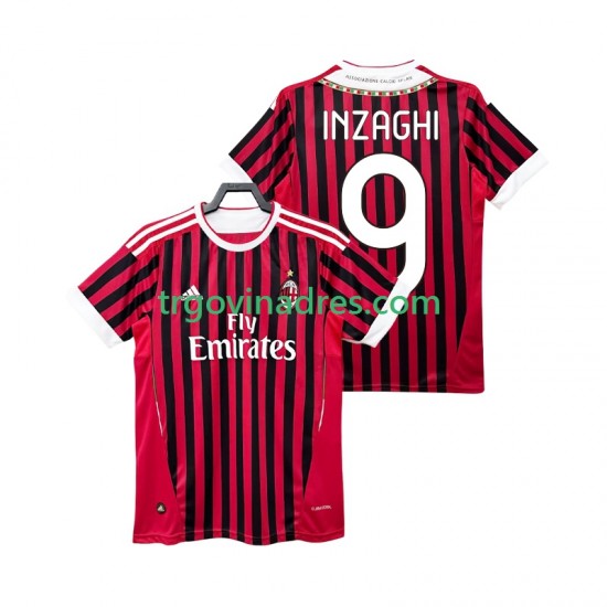 Muški Domaći Dres AC Milan INZAGHI 9 Retro 2012 2011 s Kratkih Rukava Muški Domaći Dres AC Milan INZAGHI 9 Retro 2012 2011 s Kratkih Rukava