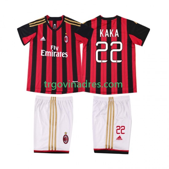Dječji Domaći Dres AC Milan KAKA 22 Retro 2013 2014 s Kratkih Rukava Dječji Domaći Dres AC Milan KAKA 22 Retro 2013 2014 s Kratkih Rukava