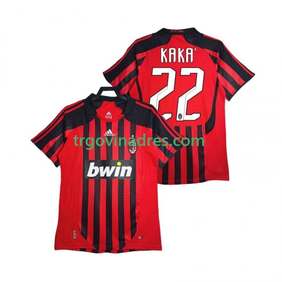 Muški Domaći Dres AC Milan KAKA 22 Retro 2007 2008 s Kratkih Rukava Muški Domaći Dres AC Milan KAKA 22 Retro 2007 2008 s Kratkih Rukava