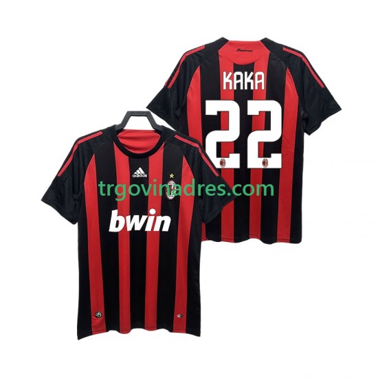 Muški Domaći Dres AC Milan KAKA 22 Retro 2009 2008 s Kratkih Rukava Muški Domaći Dres AC Milan KAKA 22 Retro 2009 2008 s Kratkih Rukava