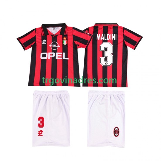 Dječji Domaći Dres AC Milan MALDINI 3 Retro 1996 1997 s Kratkih Rukava Dječji Domaći Dres AC Milan MALDINI 3 Retro 1996 1997 s Kratkih Rukava