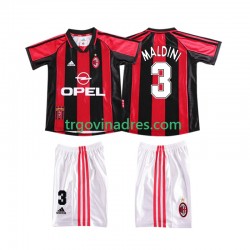 Dječji Domaći Dres AC Milan MALDINI 3 Retro 1998 1999 s Kratkih Rukava Dječji Domaći Dres AC Milan MALDINI 3 Retro 1998 1999 s Kratkih Rukava