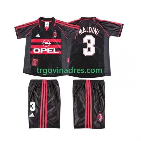 Dječji Treći Dres AC Milan MALDINI 3 Retro 1998 1999 s Kratkih Rukava Dječji Treći Dres AC Milan MALDINI 3 Retro 1998 1999 s Kratkih Rukava