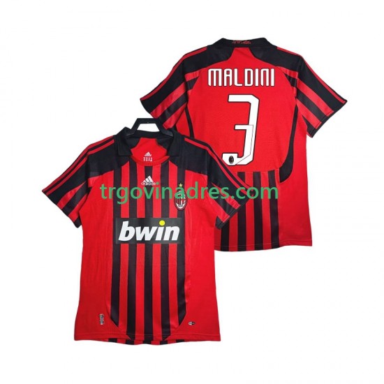 Muški Domaći Dres AC Milan MALDINI 3 Retro 2007 2008 s Kratkih Rukava Muški Domaći Dres AC Milan MALDINI 3 Retro 2007 2008 s Kratkih Rukava