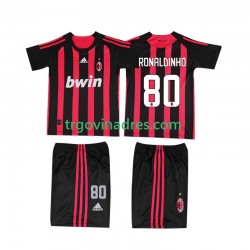 Dječji Domaći Dres AC Milan RONALDINHO 80 Retro 2009 2008 s Kratkih Rukava Dječji Domaći Dres AC Milan RONALDINHO 80 Retro 2009 2008 s Kratkih Rukava