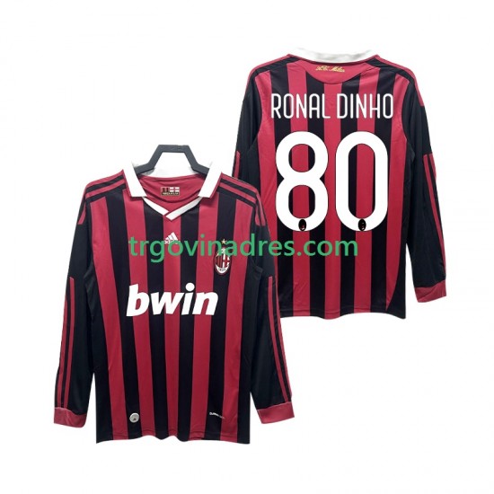 Muški Domaći Dres AC Milan RONALDINHO 80 Retro 2009 2010 s Dugim Rukavima Muški Domaći Dres AC Milan RONALDINHO 80 Retro 2009 2010 s Dugim Rukavima