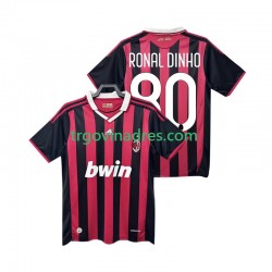 Muški Domaći Dres AC Milan RONALDINHO 80 Retro 2009 2010 s Kratkih Rukava Muški Domaći Dres AC Milan RONALDINHO 80 Retro 2009 2010 s Kratkih Rukava