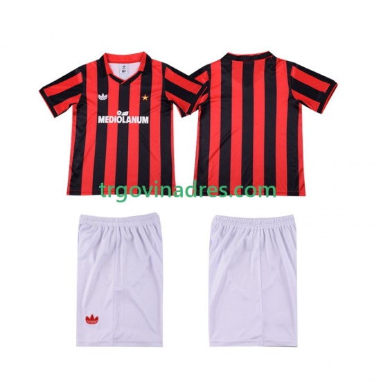 Dječji Domaći Dres AC Milan Retro 1990 1991 s Kratkih Rukava Dječji Domaći Dres AC Milan Retro 1990 1991 s Kratkih Rukava