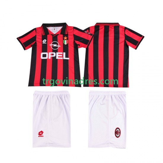 Dječji Domaći Dres AC Milan Retro 1996 1997 s Kratkih Rukava Dječji Domaći Dres AC Milan Retro 1996 1997 s Kratkih Rukava