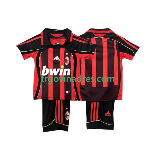 Dječji Domaći Dres AC Milan Retro 2007 2006 s Kratkih Rukava Dječji Domaći Dres AC Milan Retro 2007 2006 s Kratkih Rukava