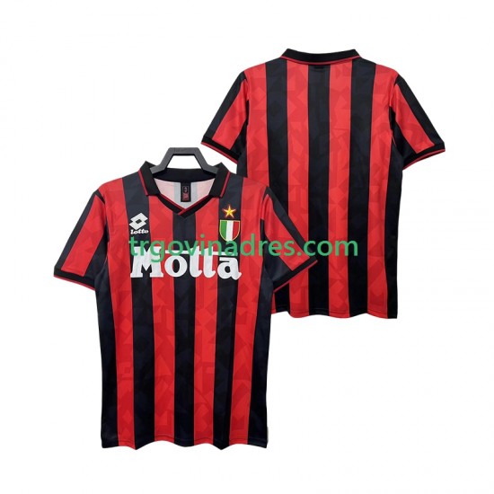 Muški Domaći Dres AC Milan Retro 1993 1994 s Kratkih Rukava Muški Domaći Dres AC Milan Retro 1993 1994 s Kratkih Rukava