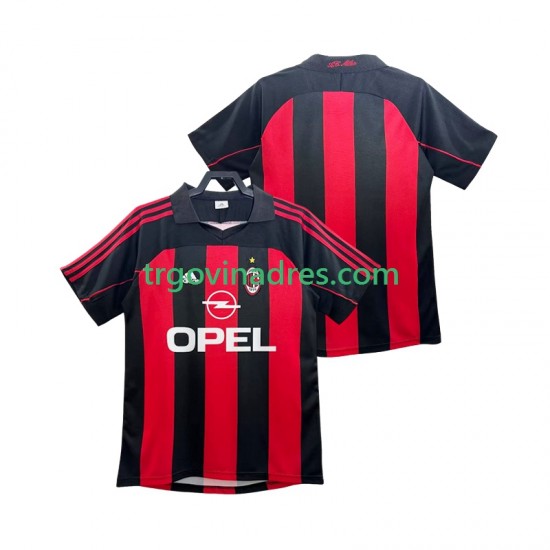 Muški Domaći Dres AC Milan Retro 2000 2002 s Kratkih Rukava Muški Domaći Dres AC Milan Retro 2000 2002 s Kratkih Rukava