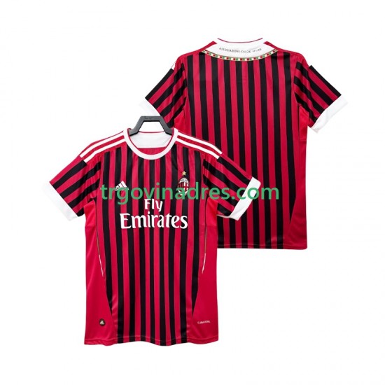 Muški Domaći Dres AC Milan Retro 2012 2011 s Kratkih Rukava Muški Domaći Dres AC Milan Retro 2012 2011 s Kratkih Rukava