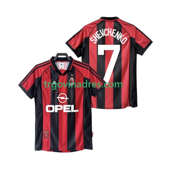 Muški Domaći Dres AC Milan SHEVCHENKO 7 Retro 1998 1999 s Kratkih Rukava Muški Domaći Dres AC Milan SHEVCHENKO 7 Retro 1998 1999 s Kratkih Rukava