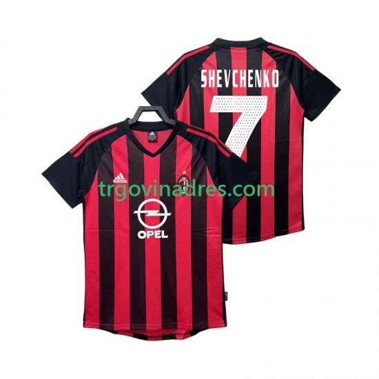 Muški Domaći Dres AC Milan SHEVCHENKO 7 Retro 2003 2002 s Kratkih Rukava Muški Domaći Dres AC Milan SHEVCHENKO 7 Retro 2003 2002 s Kratkih Rukava