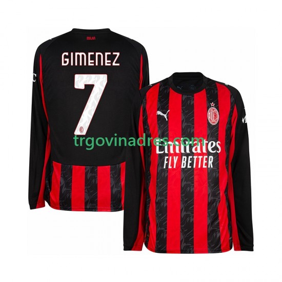 Muški Domaći Dres AC Milan Santiago Gimenez 7 2025-2026 s Dugim Rukavima Muški Domaći Dres AC Milan Santiago Gimenez 7 2025-2026 s Dugim Rukavima