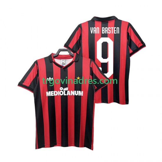 Muški Domaći Dres AC Milan VAN BASTEN 9 Retro 1990 1991 s Kratkih Rukava Muški Domaći Dres AC Milan VAN BASTEN 9 Retro 1990 1991 s Kratkih Rukava