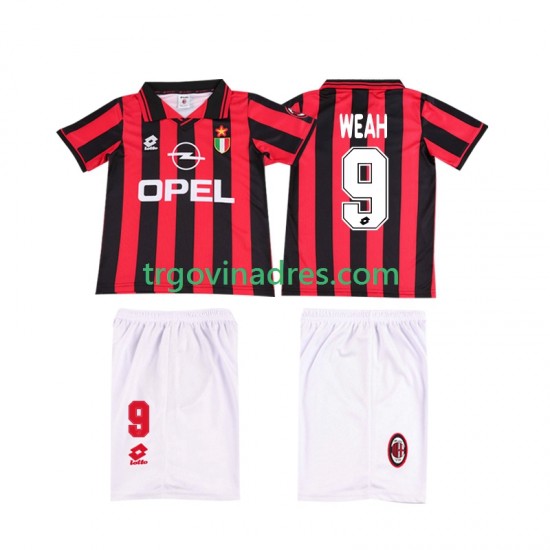Dječji Domaći Dres AC Milan WEAH 9 Retro 1996 1997 s Kratkih Rukava Dječji Domaći Dres AC Milan WEAH 9 Retro 1996 1997 s Kratkih Rukava
