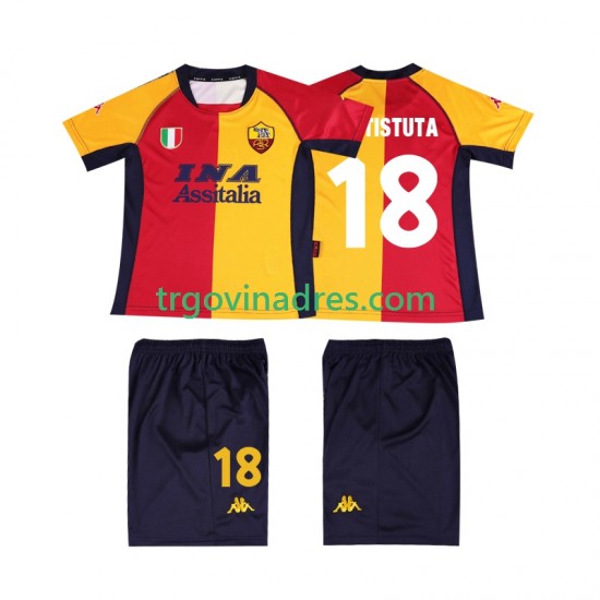Dječji Domaći Dres Roma BATISTUTA 18 Retro 2001 s Kratkih Rukava Dječji Domaći Dres Roma BATISTUTA 18 Retro 2001 s Kratkih Rukava