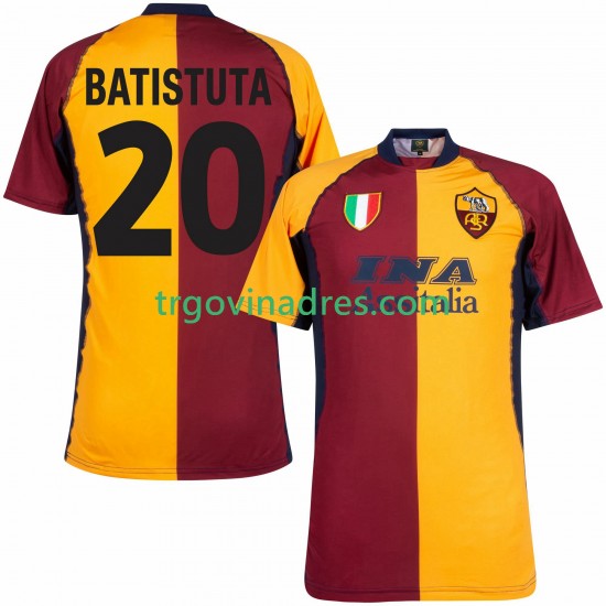 Muški Domaći Dres Roma Batistuta 20 Retro 2000 2001 s Kratkih Rukava Muški Domaći Dres Roma Batistuta 20 Retro 2000 2001 s Kratkih Rukava