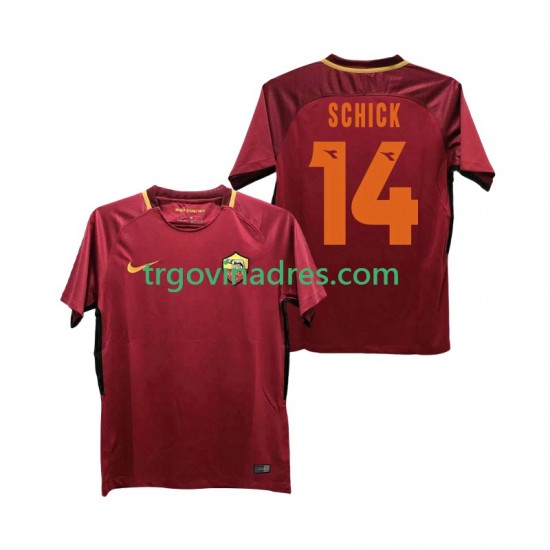 Muški Domaći Dres Roma SCHICK 14 Retro 2017-2018 s Kratkih Rukava Muški Domaći Dres Roma SCHICK 14 Retro 2017-2018 s Kratkih Rukava