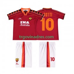Dječji Domaći Dres Roma TOTTI 10 Retro 1998 1999 s Kratkih Rukava Dječji Domaći Dres Roma TOTTI 10 Retro 1998 1999 s Kratkih Rukava