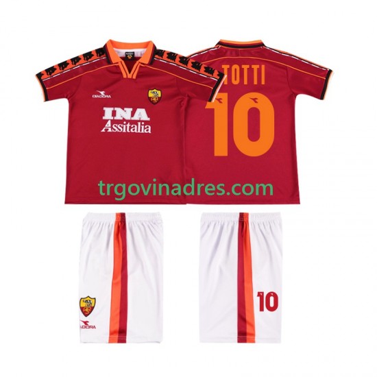 Dječji Domaći Dres Roma TOTTI 10 Retro 1998 1999 s Kratkih Rukava Dječji Domaći Dres Roma TOTTI 10 Retro 1998 1999 s Kratkih Rukava