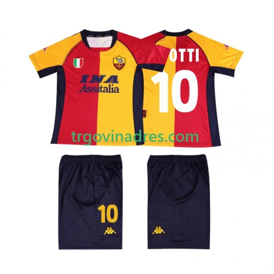 Dječji Domaći Dres Roma TOTTI 10 Retro 2001 s Kratkih Rukava Dječji Domaći Dres Roma TOTTI 10 Retro 2001 s Kratkih Rukava