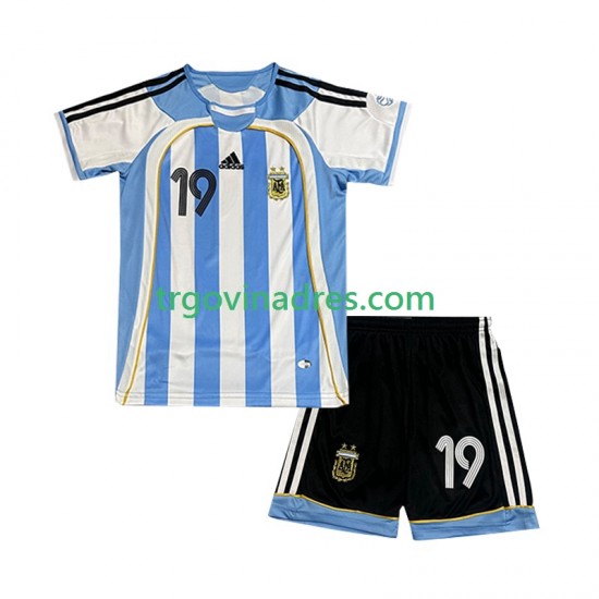 Dječji Domaći Dres Argentina Lionel Messi 19 Retro 2006 s Kratkih Rukava