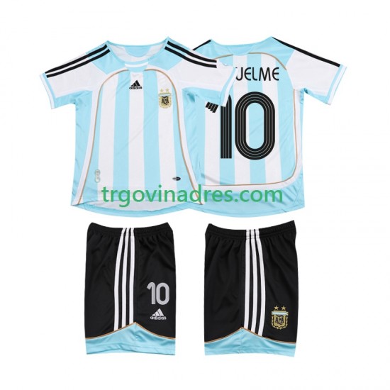 Dječji Domaći Dres Argentina RIQUELME 10 Retro 2007 2006 s Kratkih Rukava Dječji Domaći Dres Argentina RIQUELME 10 Retro 2007 2006 s Kratkih Rukava