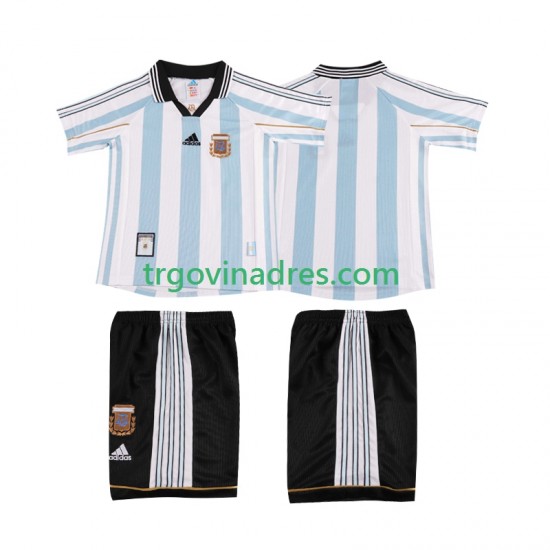 Dječji Domaći Dres Argentina Retro 1998 s Kratkih Rukava Dječji Domaći Dres Argentina Retro 1998 s Kratkih Rukava