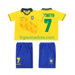 Dječji Domaći Dres Brazil BEBETO 7 Retro 1994 s Kratkih Rukava Dječji Domaći Dres Brazil BEBETO 7 Retro 1994 s Kratkih Rukava