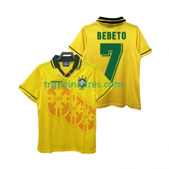 Muški Domaći Dres Brazil BEBETO 7 Retro 1994 s Kratkih Rukava Muški Domaći Dres Brazil BEBETO 7 Retro 1994 s Kratkih Rukava