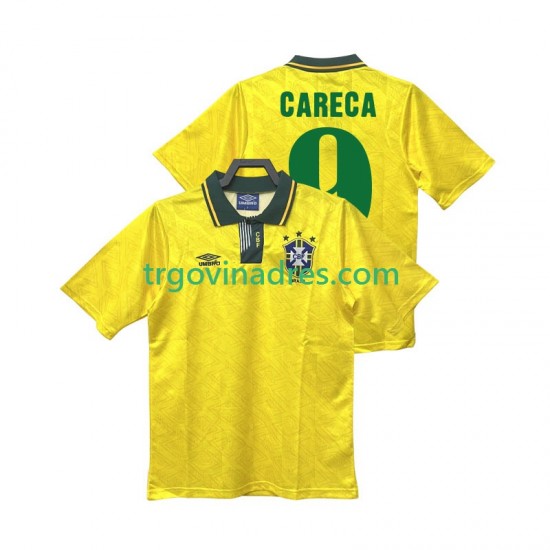 Muški Domaći Dres Brazil CARECA 9 Retro 1991 1993 s Kratkih Rukava Muški Domaći Dres Brazil CARECA 9 Retro 1991 1993 s Kratkih Rukava