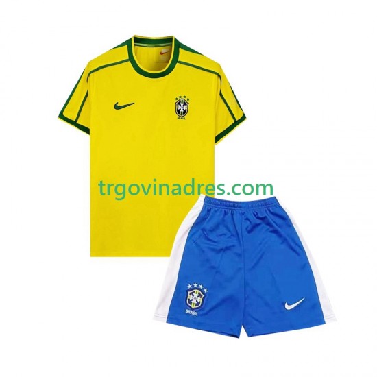 Dječji Domaći Dres Brazil Retro 1998 s Kratkih Rukava Dječji Domaći Dres Brazil Retro 1998 s Kratkih Rukava