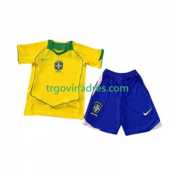 Dječji Domaći Dres Brazil Retro 2004 s Kratkih Rukava Dječji Domaći Dres Brazil Retro 2004 s Kratkih Rukava
