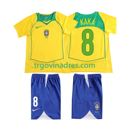 Dječji Domaći Dres Brazil KAKA 8 Retro 2004 s Kratkih Rukava Dječji Domaći Dres Brazil KAKA 8 Retro 2004 s Kratkih Rukava