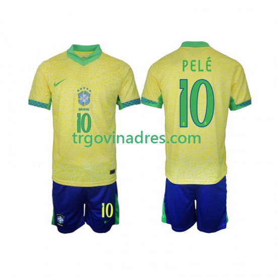 Dječji Domaći Dres Brazil PELE 10 2024 s Kratkih Rukava Dječji Domaći Dres Brazil PELE 10 2024 s Kratkih Rukava