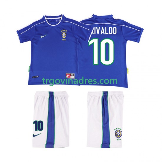 Dječji Gostujući Dres Brazil RIVALDO 10 Retro 1998 s Kratkih Rukava Dječji Gostujući Dres Brazil RIVALDO 10 Retro 1998 s Kratkih Rukava
