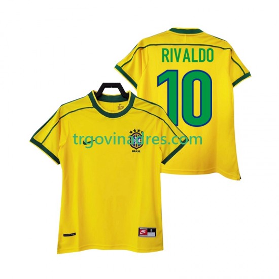 Muški Domaći Dres Brazil RIVALDO 10 Retro 1998 s Kratkih Rukava Muški Domaći Dres Brazil RIVALDO 10 Retro 1998 s Kratkih Rukava