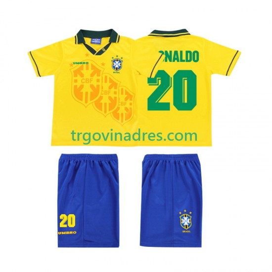 Dječji Domaći Dres Brazil RONALDO 20 Retro 1994 s Kratkih Rukava Dječji Domaći Dres Brazil RONALDO 20 Retro 1994 s Kratkih Rukava