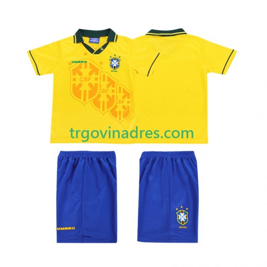 Dječji Domaći Dres Brazil Retro 1994 s Kratkih Rukava Dječji Domaći Dres Brazil Retro 1994 s Kratkih Rukava