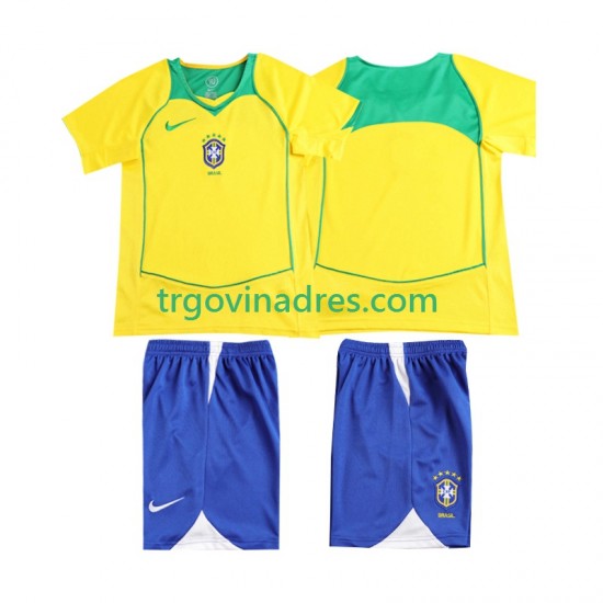 Dječji Domaći Dres Brazil Retro 2004 s Kratkih Rukava Dječji Domaći Dres Brazil Retro 2004 s Kratkih Rukava